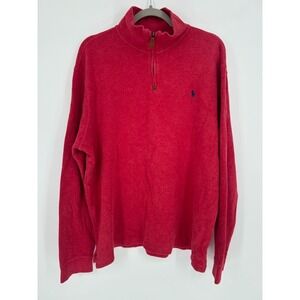 Polo Ralph Lauren Men XL Red Quarter Zip Pullover Sweater Mock Neck Country Club